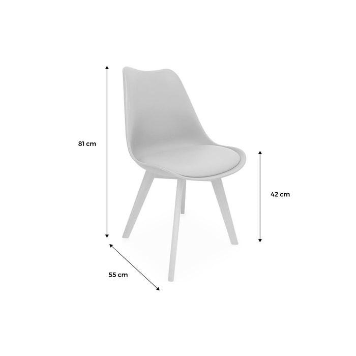 sweeek - Scandinavische boucléstoel met houten poten (set van 4)