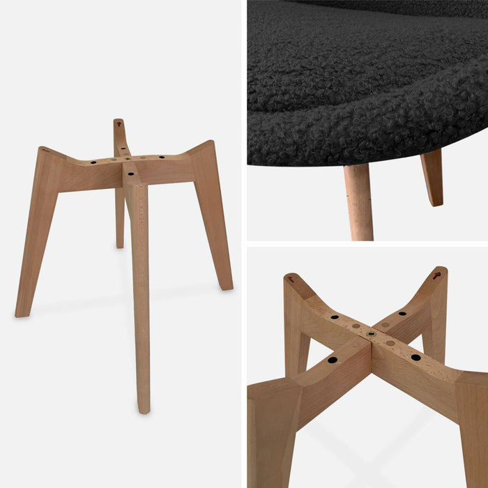 sweeek - Scandinavische boucléstoel met houten poten (set van 4)