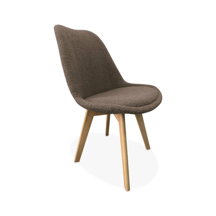 sweeek - Scandinavische boucléstoel met houten poten (set van 4)
