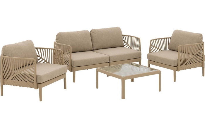 Goossens Loungeset Fazal, Bank met 2 fauteuils en tafel