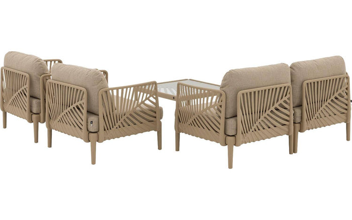 Goossens Loungeset Fazal, Bank met 2 fauteuils en tafel