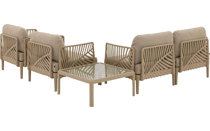 Goossens Loungeset Fazal, Bank met 2 fauteuils en tafel