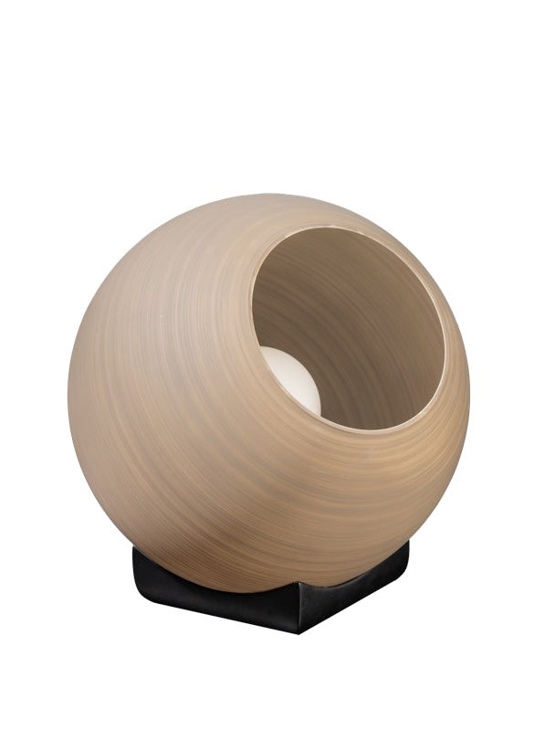 ETH Orb tafellamp 1x E27 Taupe|grijs glas 30cm | zwart