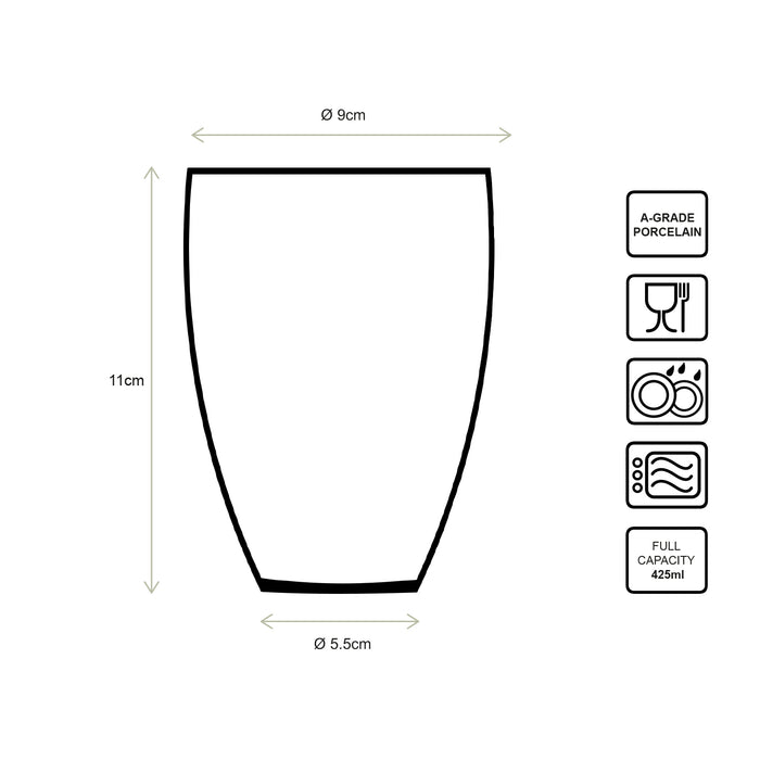 vtwonen - Mokken - Blauw, Wit - Porselein - 400ml - Set van 4