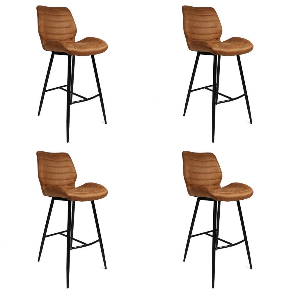 Bronx71 Industriële barkruk Morris cognac 71 cm - Barkrukken set van 4