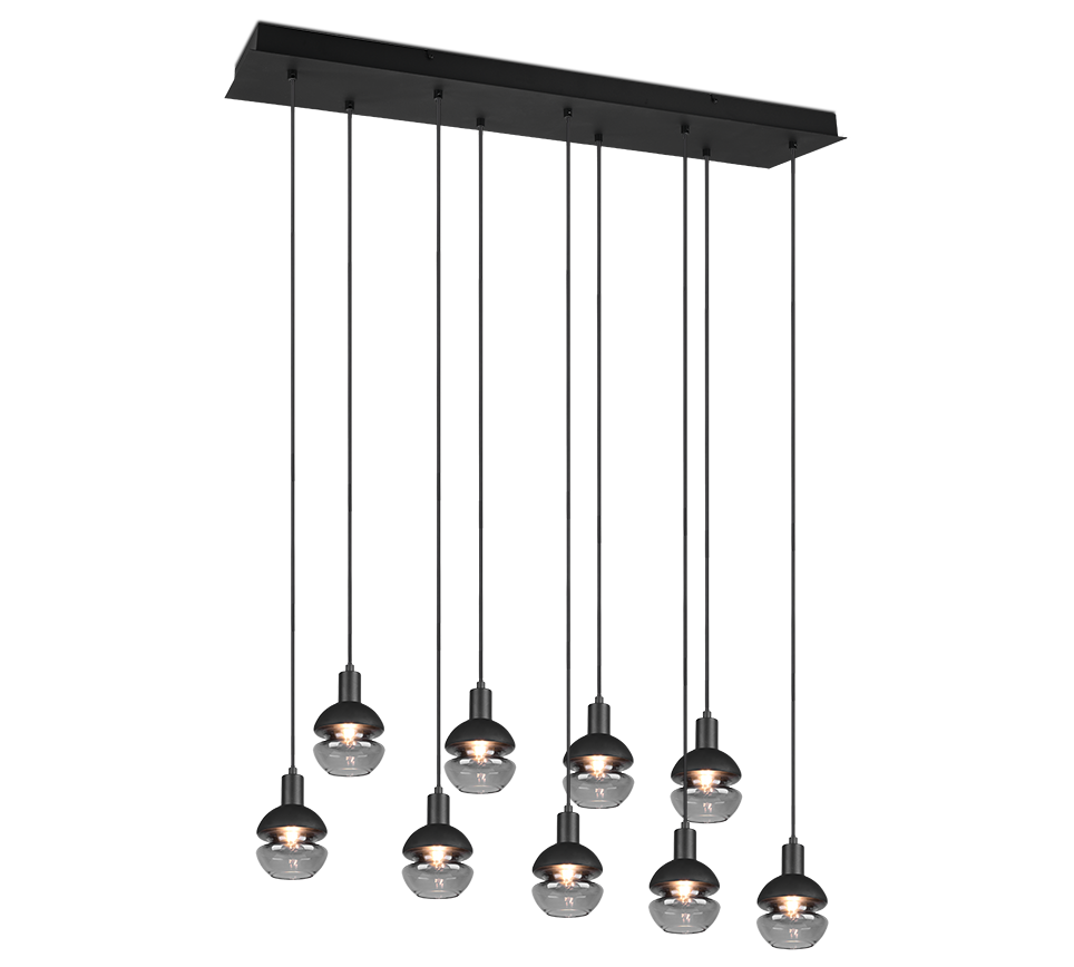 Trio Leuchten Mela - Hanglamp - Zwart - 9 bollen