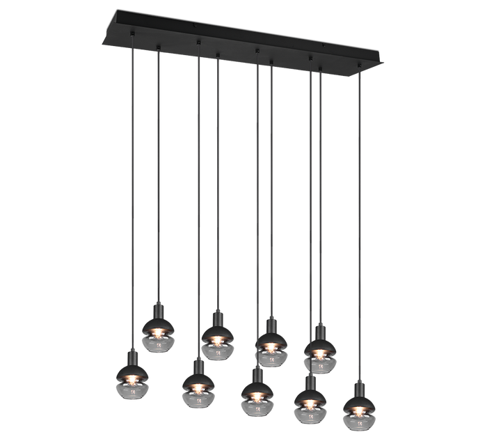 Trio Leuchten Mela - Hanglamp - Zwart - 9 bollen