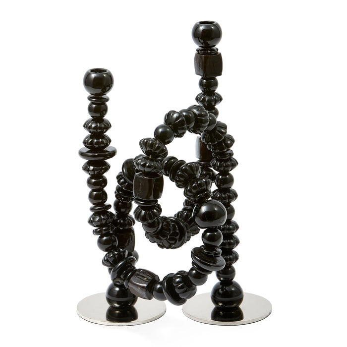 POLSPOTTEN Beads Kandelaar - Zwart