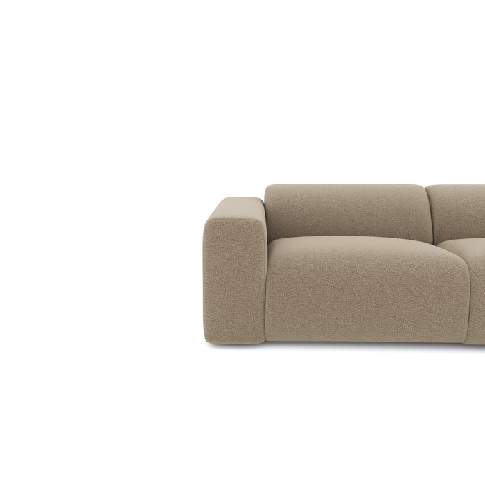 Brede rechthoekige sofa in taupe bouclette stof 280cm