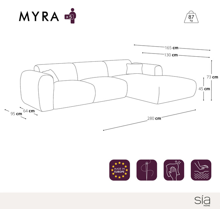 Brede rechthoekige sofa in taupe bouclette stof 280cm
