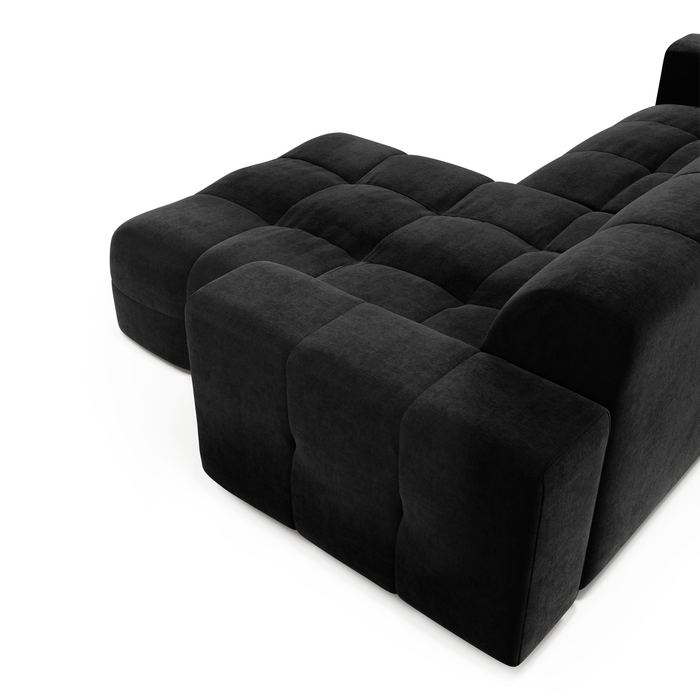 Rechthoekige 5-zitsbank in fluweel Donker antraciet 230cm