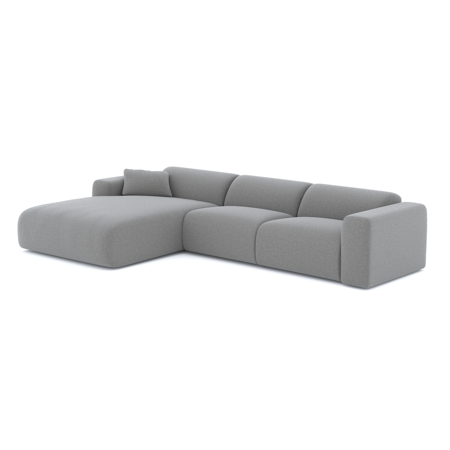 Sofa, brede linkerhoek, lichtgrijs geweven stof 280cm