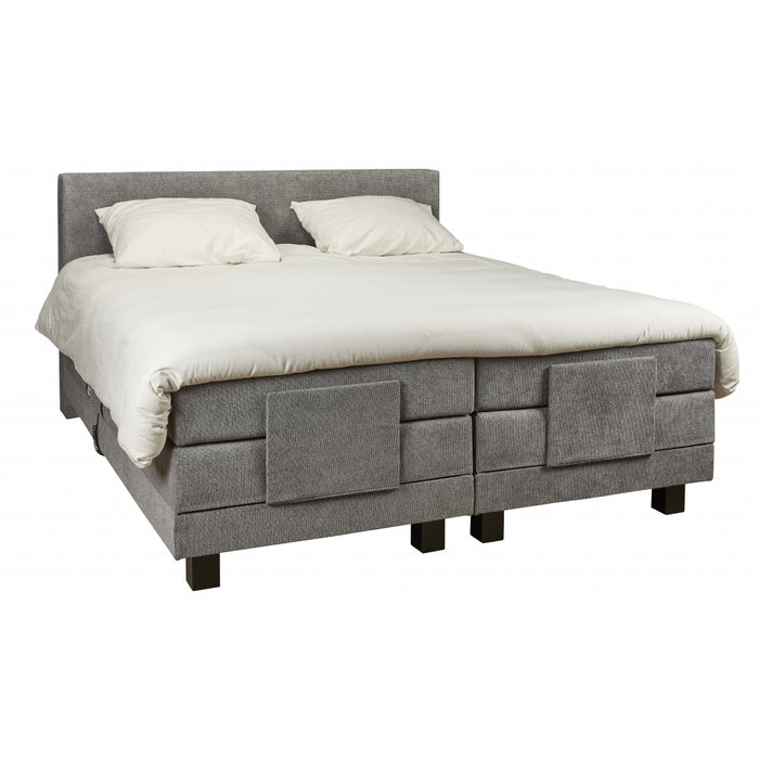 Boxspring Sevilla - Grijs - Textiel - 180x60x200cm (BxHxD)