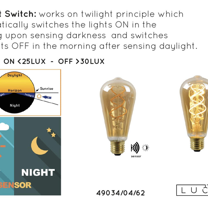 Lucide ST64 TWILIGHT SENSOR Filament lamp - Amber