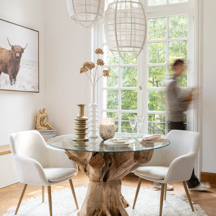 J-Line glas witte wijn Rand - glas - transparant|goud - 6 stuks