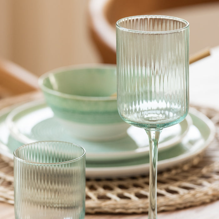 J-Line glas Kyle - glas  - transparant|groen - 6 stuks