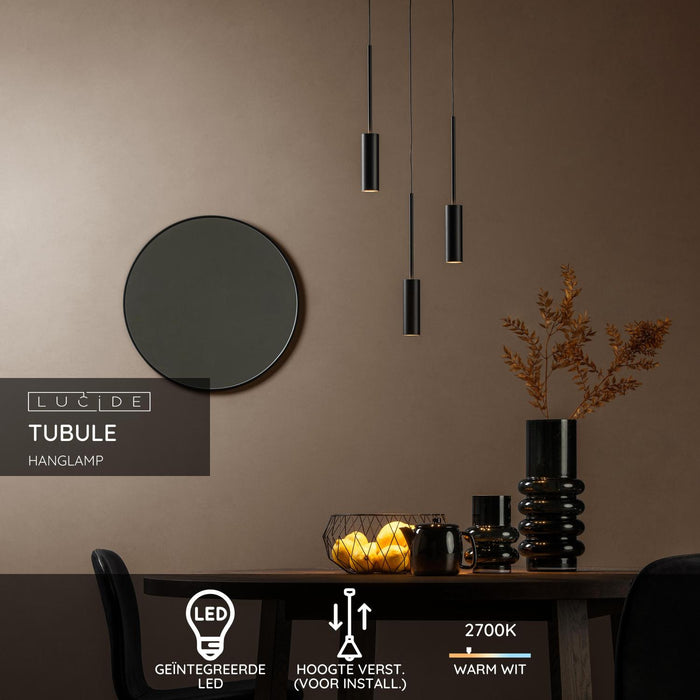 Lucide TUBULE Hanglamp - Zwart