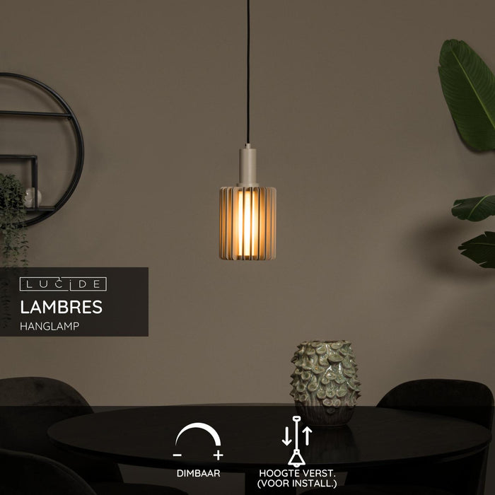 Lucide LAMBRES Hanglamp - Taupe