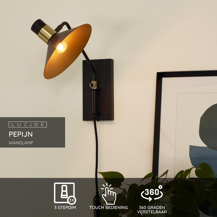 Lucide PEPIJN Wandlamp - Zwart