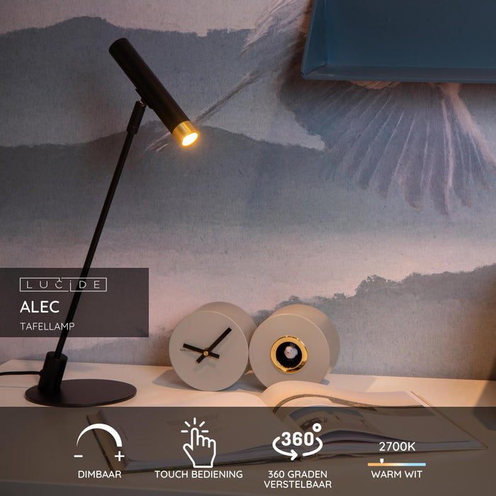 Lucide ALEC Bureaulamp - Zwart