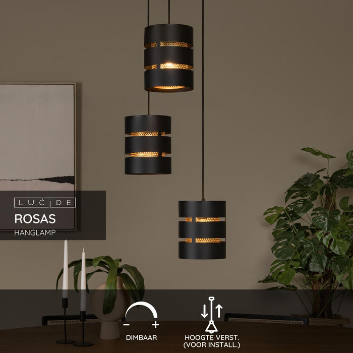 Lucide ROSAS Hanglamp - Zwart
