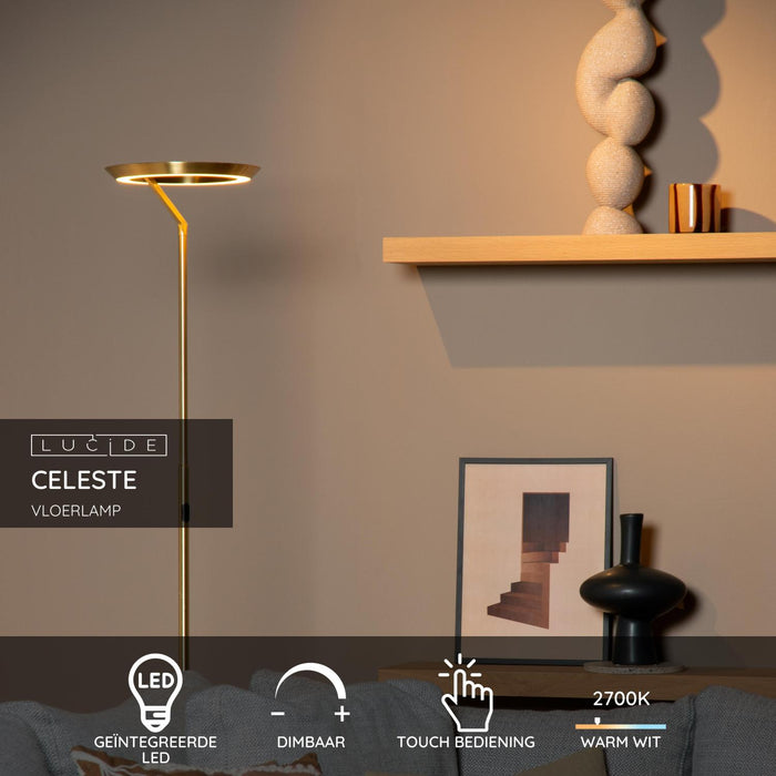 Lucide CELESTE Vloerlamp - Mat Goud | Messing