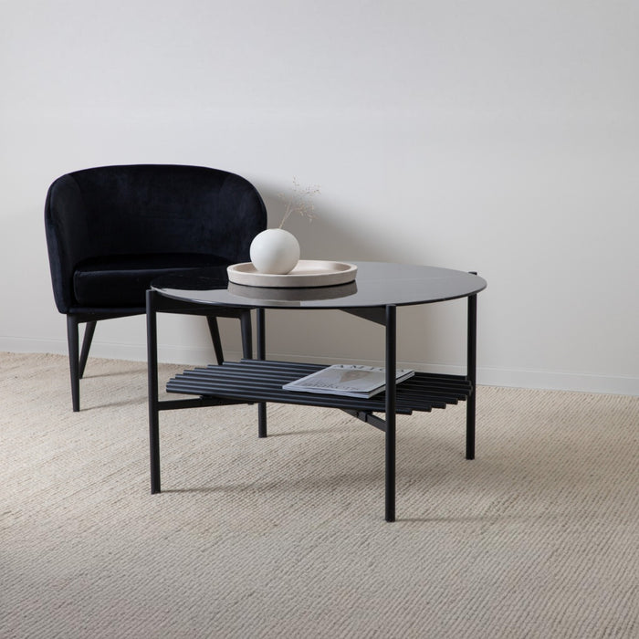 Fjôrd - Salontafel Von Zwart Glas Marmer Ø80cm
