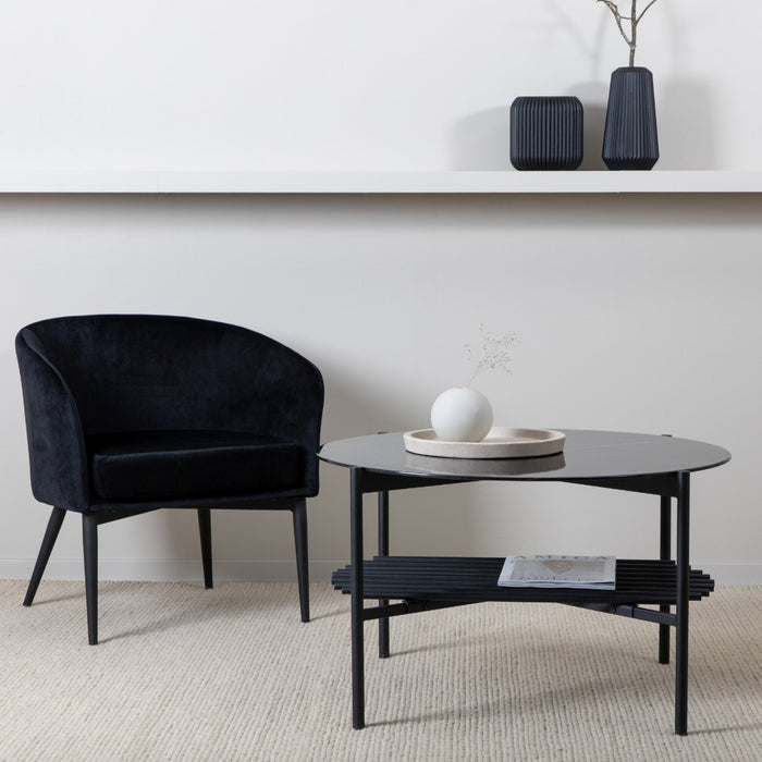 Fjôrd - Salontafel Von Zwart Glas Marmer Ø80cm