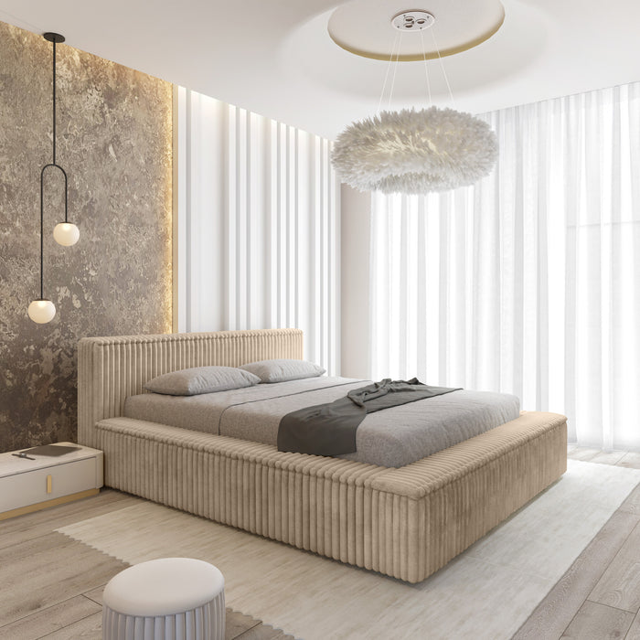 Trae Mobler Melody 140 x 200 cm Gestoffeerd Bed Beige