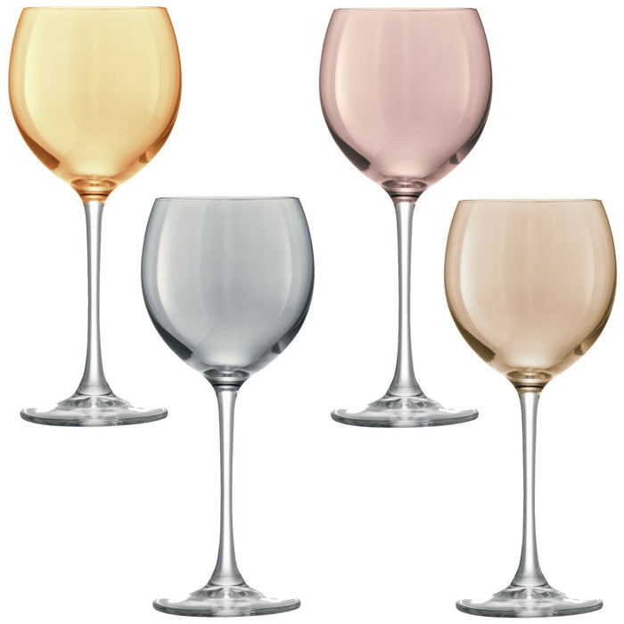 L.S.A. - Polka Wijnglas 400 ml Metallics Set van 4 Stuks Assorti
