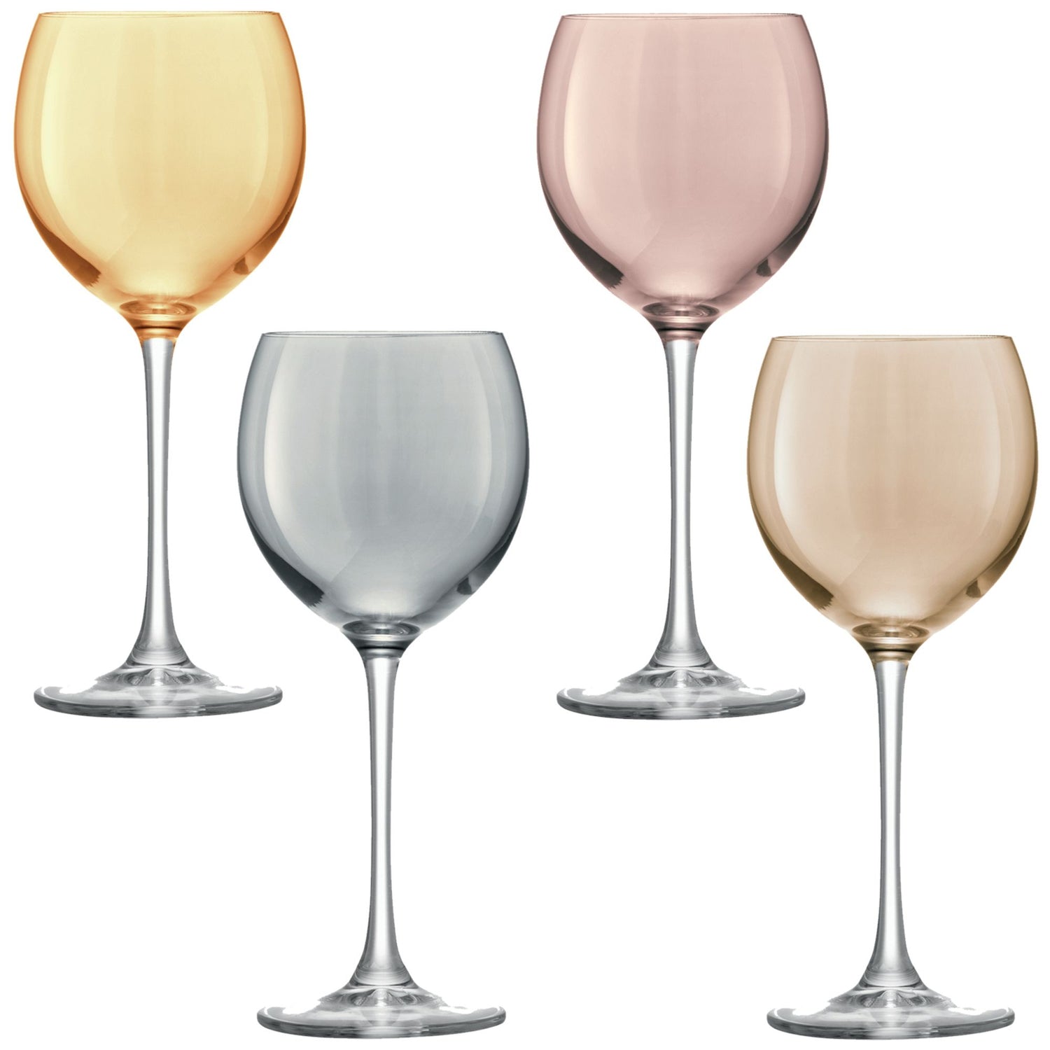 L.S.A. - Polka Wijnglas 400 ml Metallics Set van 4 Stuks Assorti