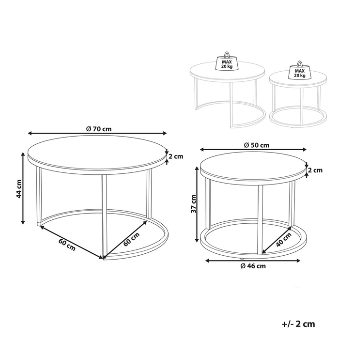 Beliani - GRANGE - Salontafel set - Goud - Gehard glas