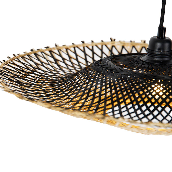 QAZQA Oosterse hanglamp zwart met bamboe 50cm - Rina