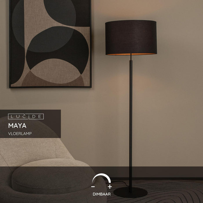 Lucide MAYA Vloerlamp - Zwart