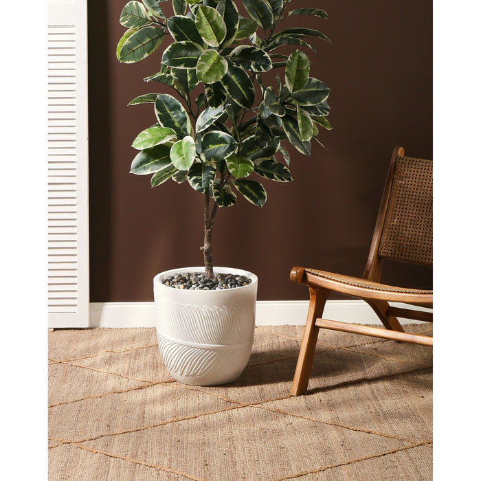 Beliani-FTERO-Bloempot-Gebroken wit-35 x 35 x 33 cm-Kleivezel