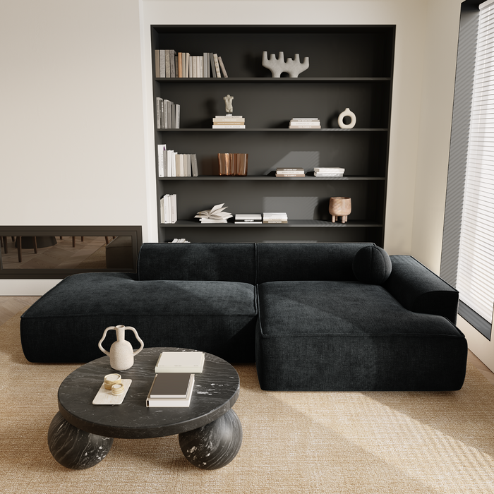 Zwart fluwelen hoekbank 300cm