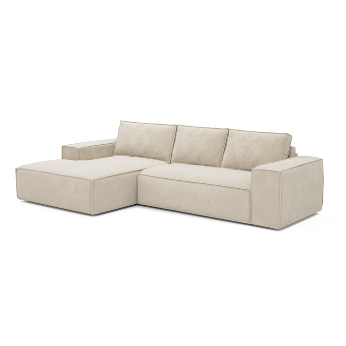 Slaapbank linkerhoek crème fluwelen matras 140cm