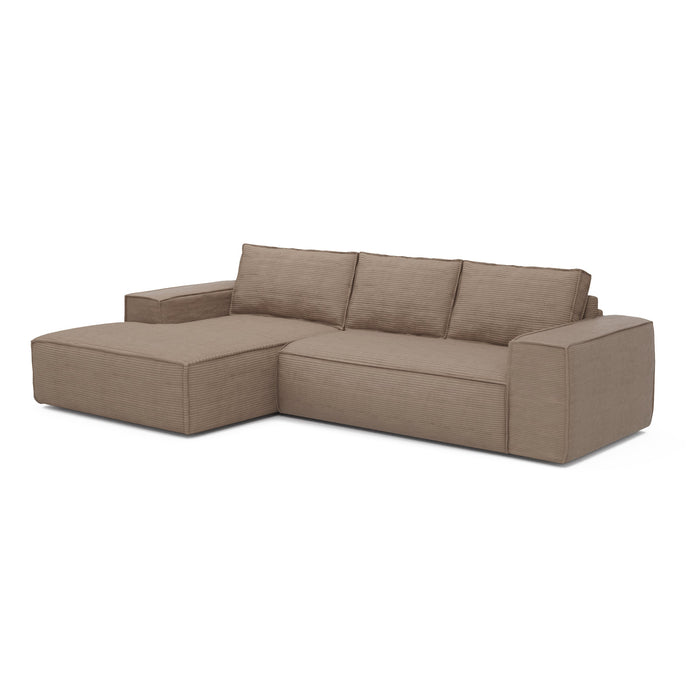 Slaapbank hoek links dunlopillo corduroy taupe 140cm