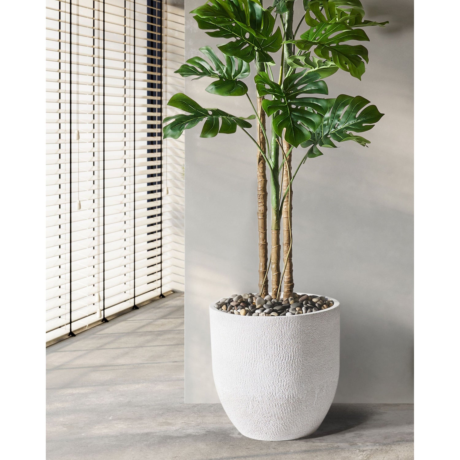 Beliani - KANNIA - Bloempot - Wit - 46 cm - Klei-vezelmengsel