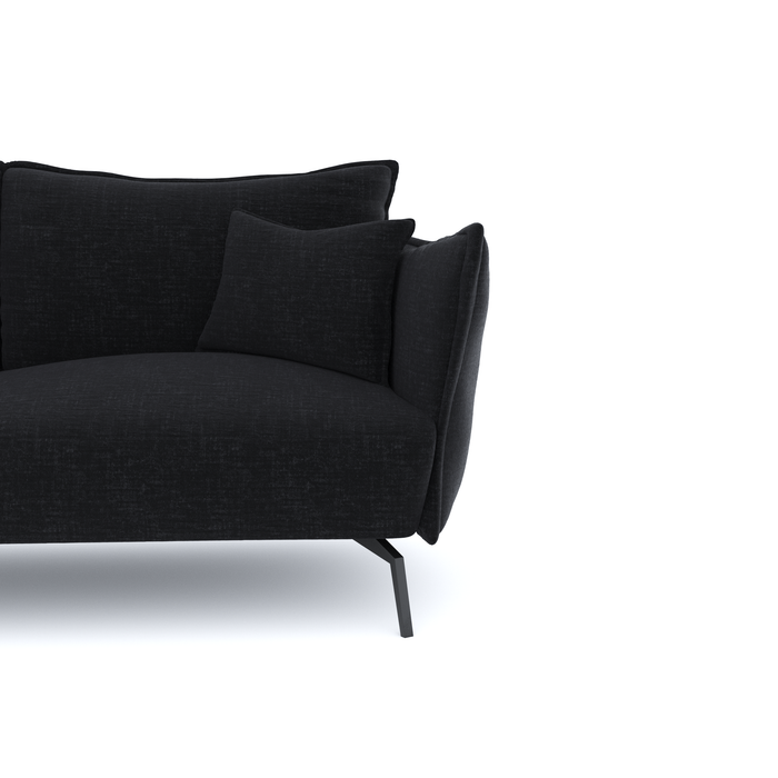 Hoekbank links in fluweel met antraciet patroon