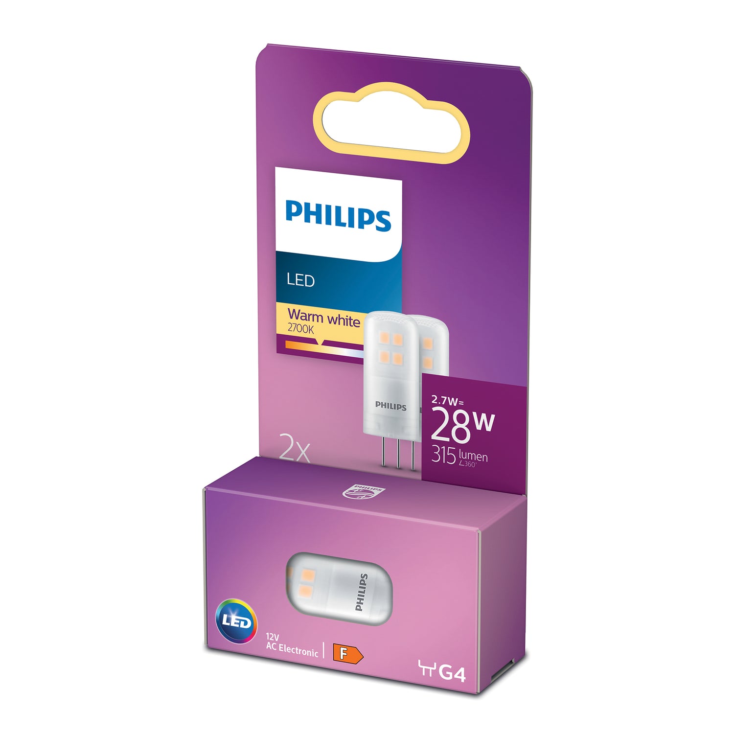 Philips LED capsule niet dimbaar - G4 2,7W 315lm 2700K 12V