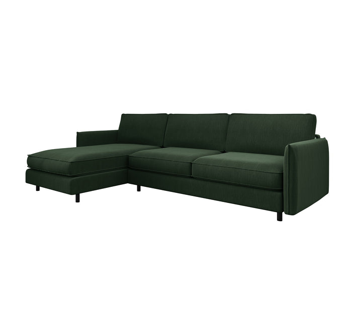 Slaapbank linkerhoek matras weefstof olijfgroen 140cm