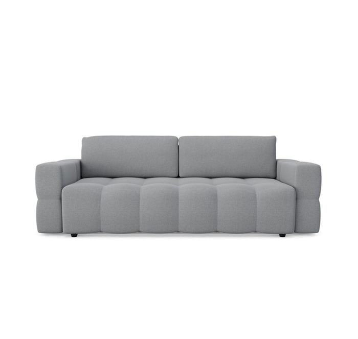 4-zits slaapbank met boxzitting in betongrijze geweven stof