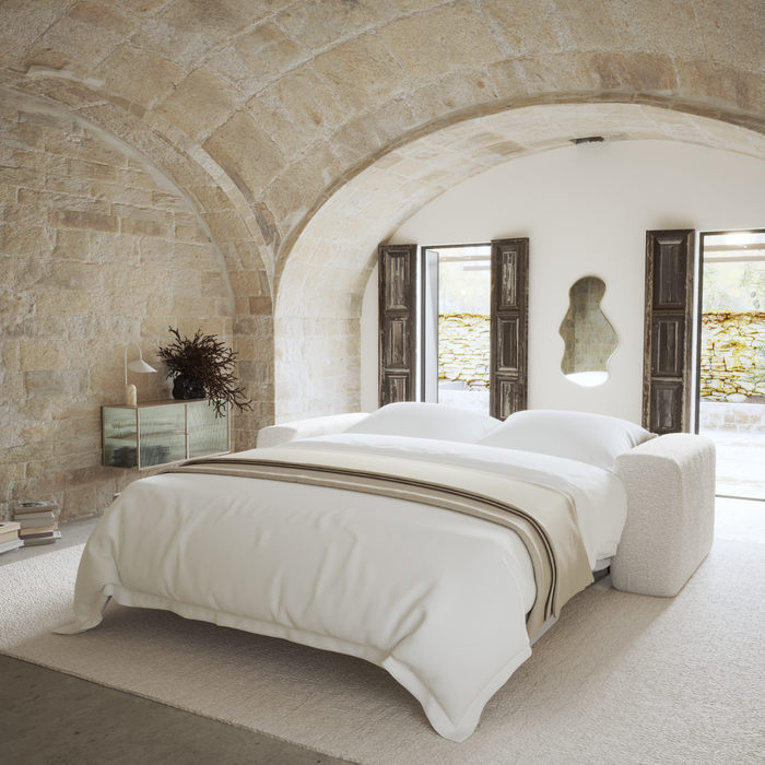 Dunlopillo 160 cm Express converteerbare bank in crème bouclé