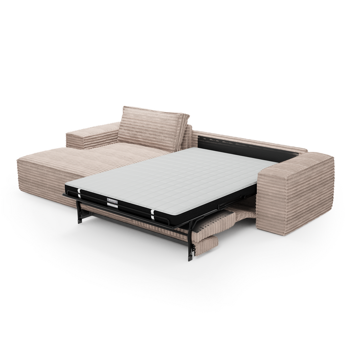 Slaapbank linkerhoek corduroy XXL taupe 140cm