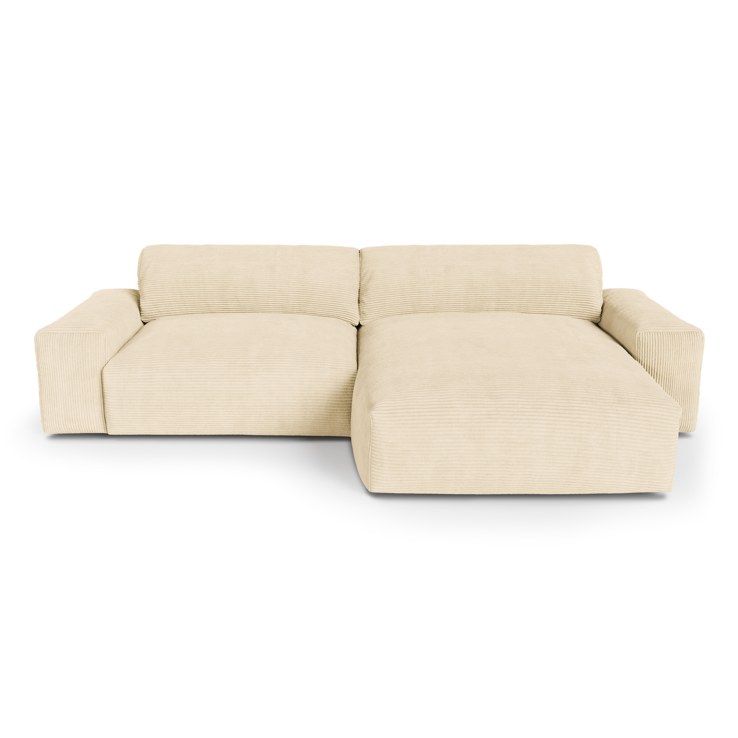 Crème ribfluweel rechter hoekbank 310cm