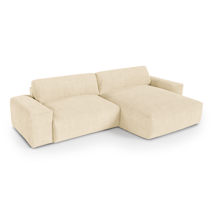 Crème ribfluweel rechter hoekbank 310cm