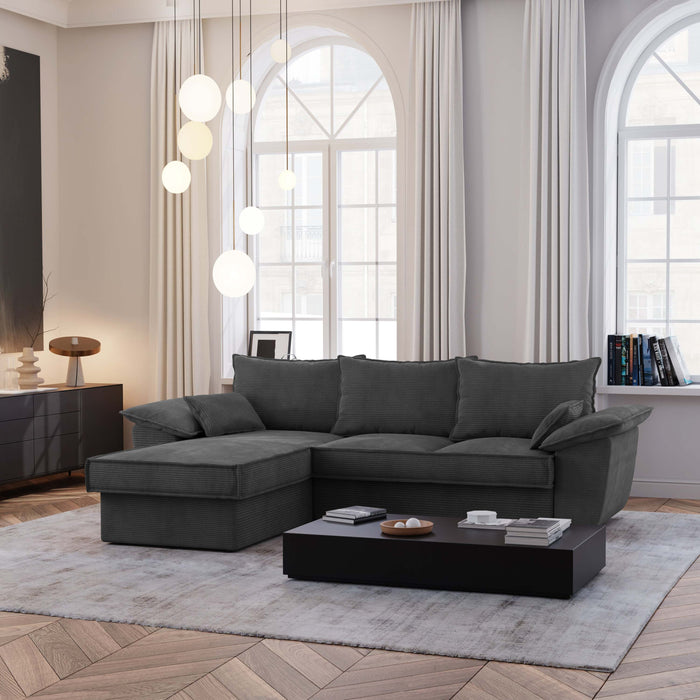 Sofa linker hoekcommode cabrio corduroy antraciet 257cm