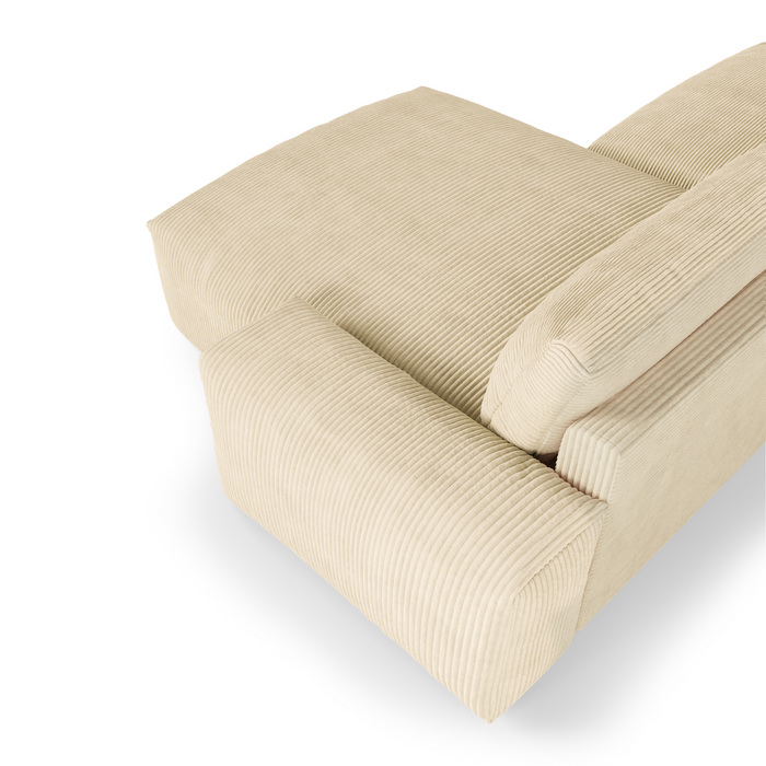 Crème ribfluweel rechter hoekbank 310cm