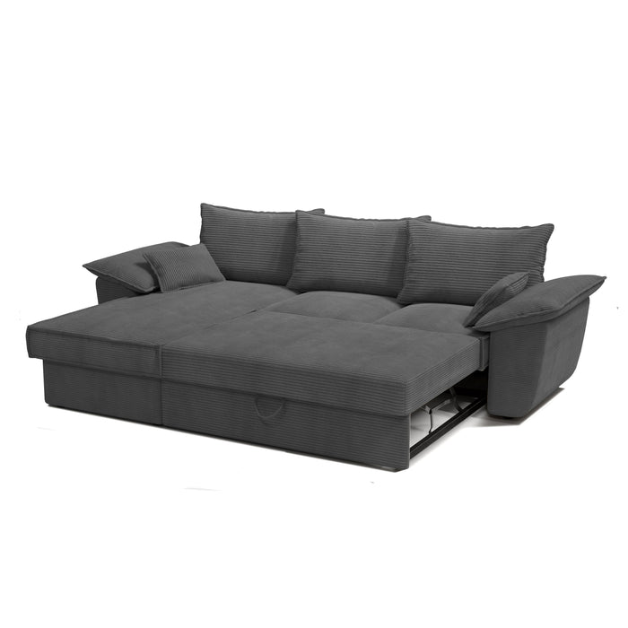 Sofa linker hoekcommode cabrio corduroy antraciet 257cm